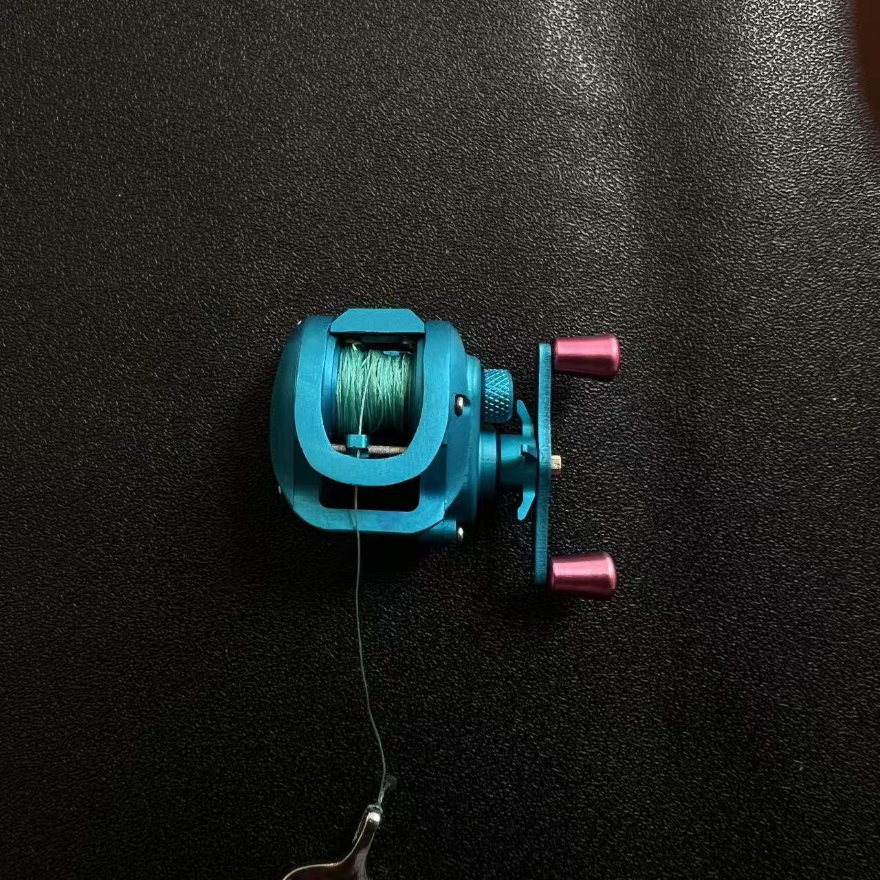 Mini Baitcasting Reel Necklace-Teal Blue 1.0